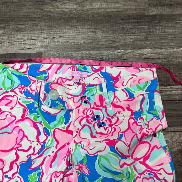 Lilly Pulitzer 6 Luxury Capri Flutter Blue Lucky Charm Floral Print Pants - Picture 7 of 8